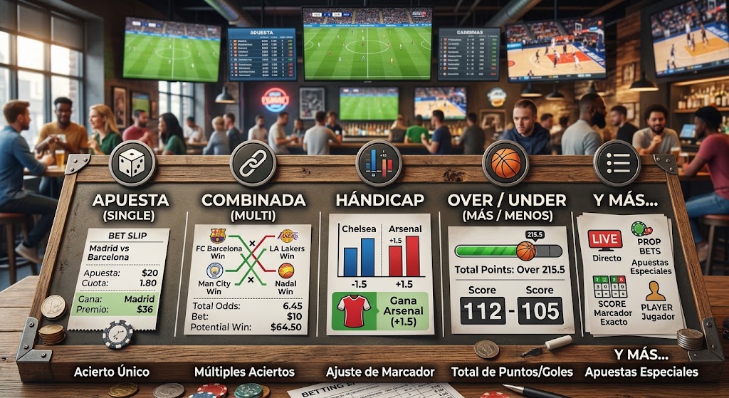 Tipos de apuestas: simple, combinada, hándicap, over/under y más